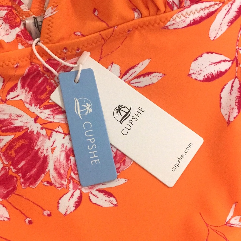 NWT Cupshe Orange Floral One Piece Swimsuit - Picture 6 of 13